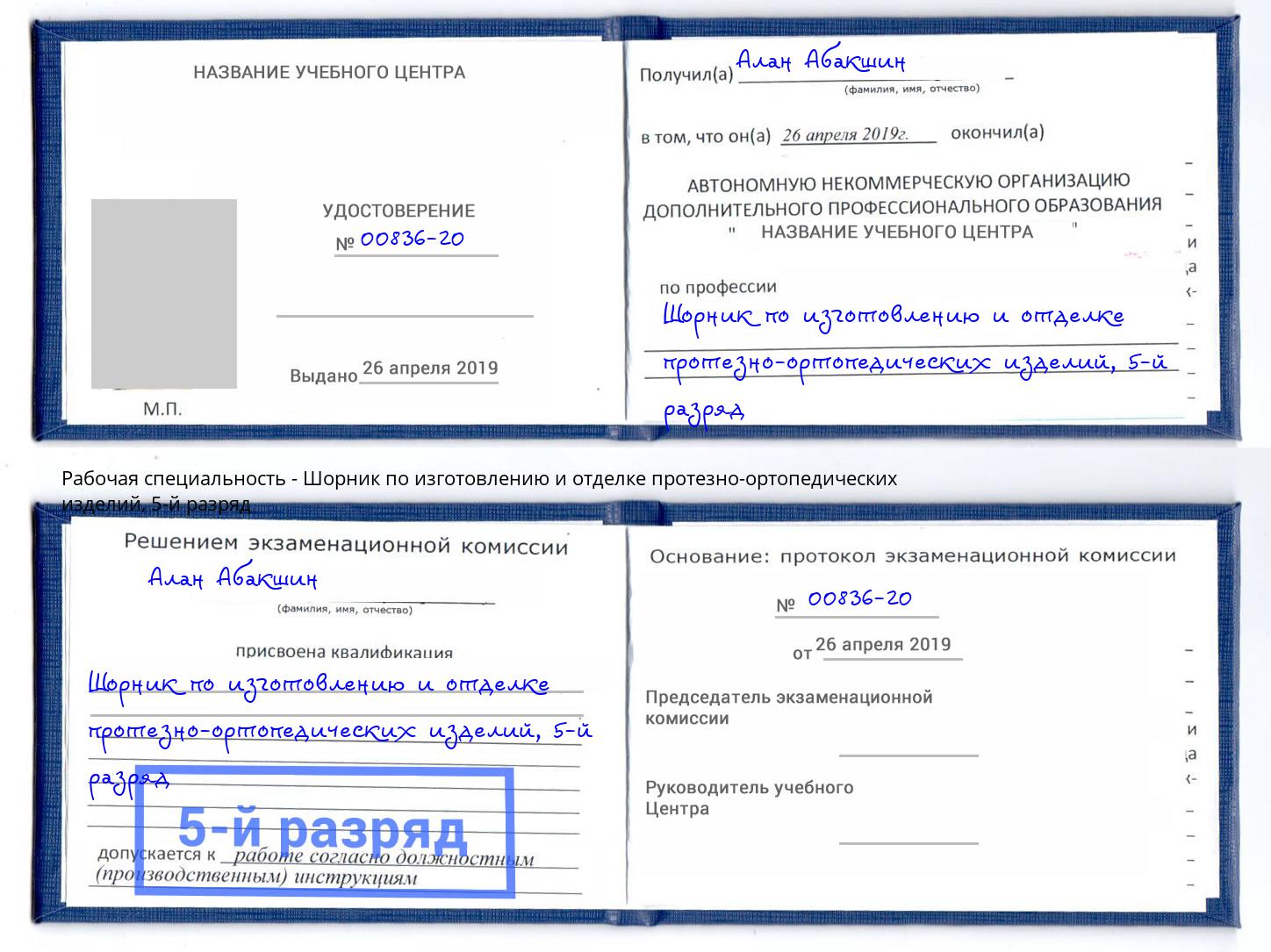 корочка 5-й разряд Шорник по изготовлению и отделке протезно-ортопедических изделий Лениногорск