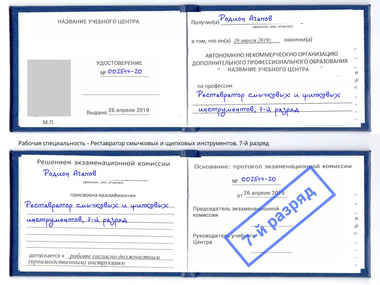 корочка 7-й разряд Реставратор смычковых и щипковых инструментов Лениногорск