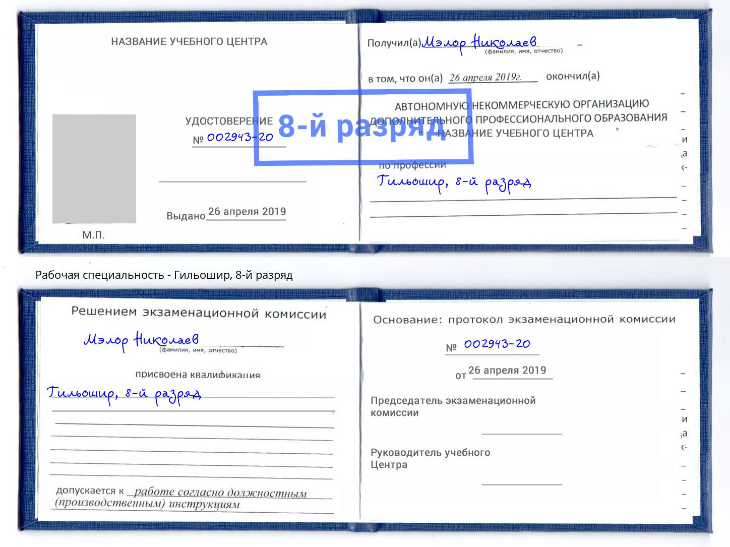 корочка 8-й разряд Гильошир Лениногорск
